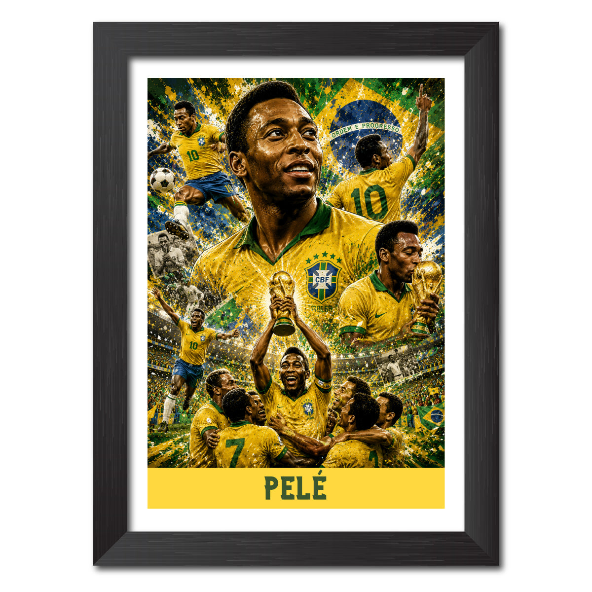 Pele Brazil Football Poster Worldcup Themed Photo Frame Painting