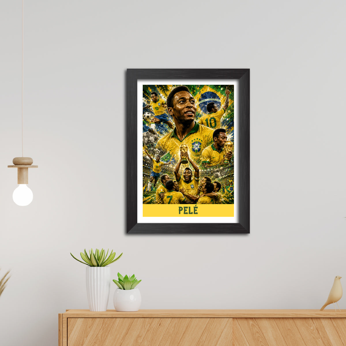 Pele Brazil Football Poster Worldcup Themed Photo Frame Painting