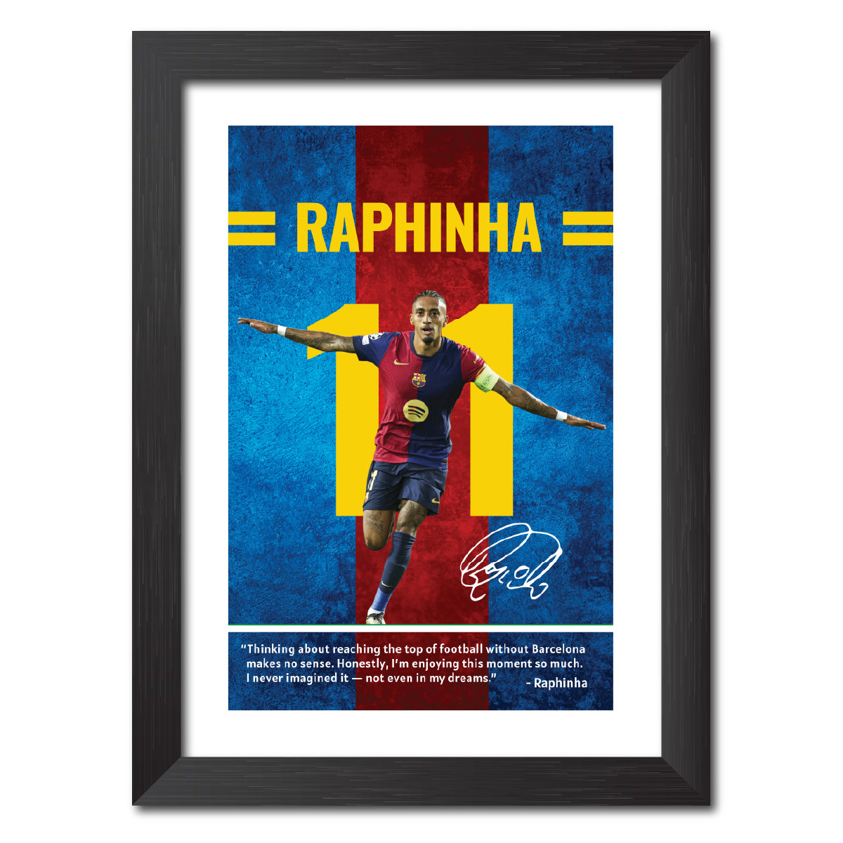 Raphinha Quotes Barcelona Football Poster Framed Painting