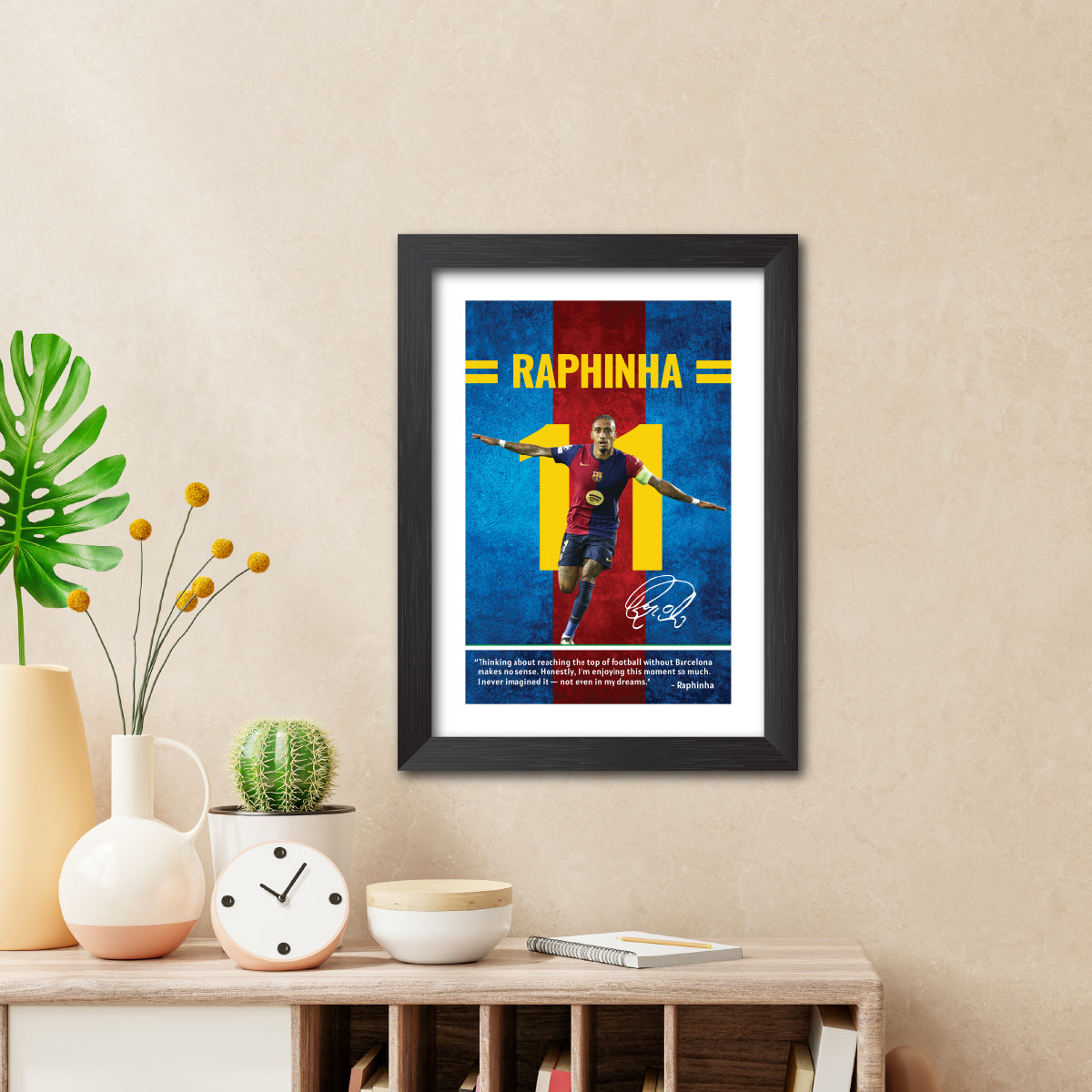 Raphinha Quotes Barcelona Football Poster Framed Painting