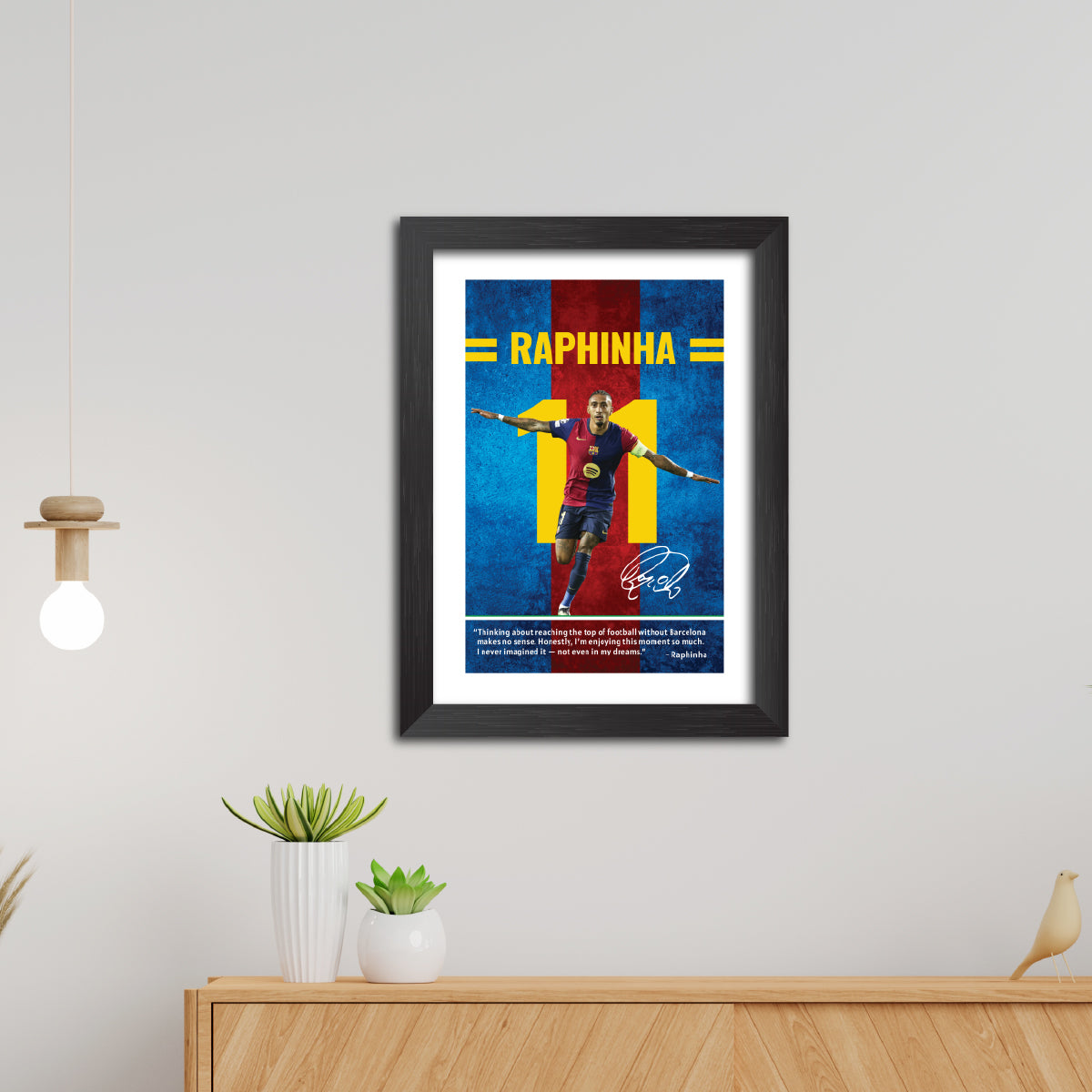 Raphinha Quotes Barcelona Football Poster Framed Painting