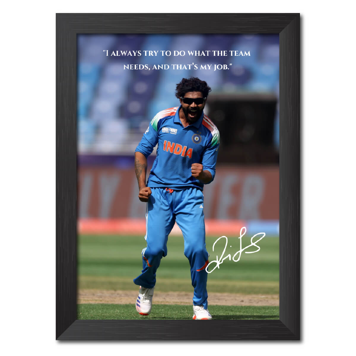 Ravindra Jadeja Quotes India Cricket Team Poster Framed Painting