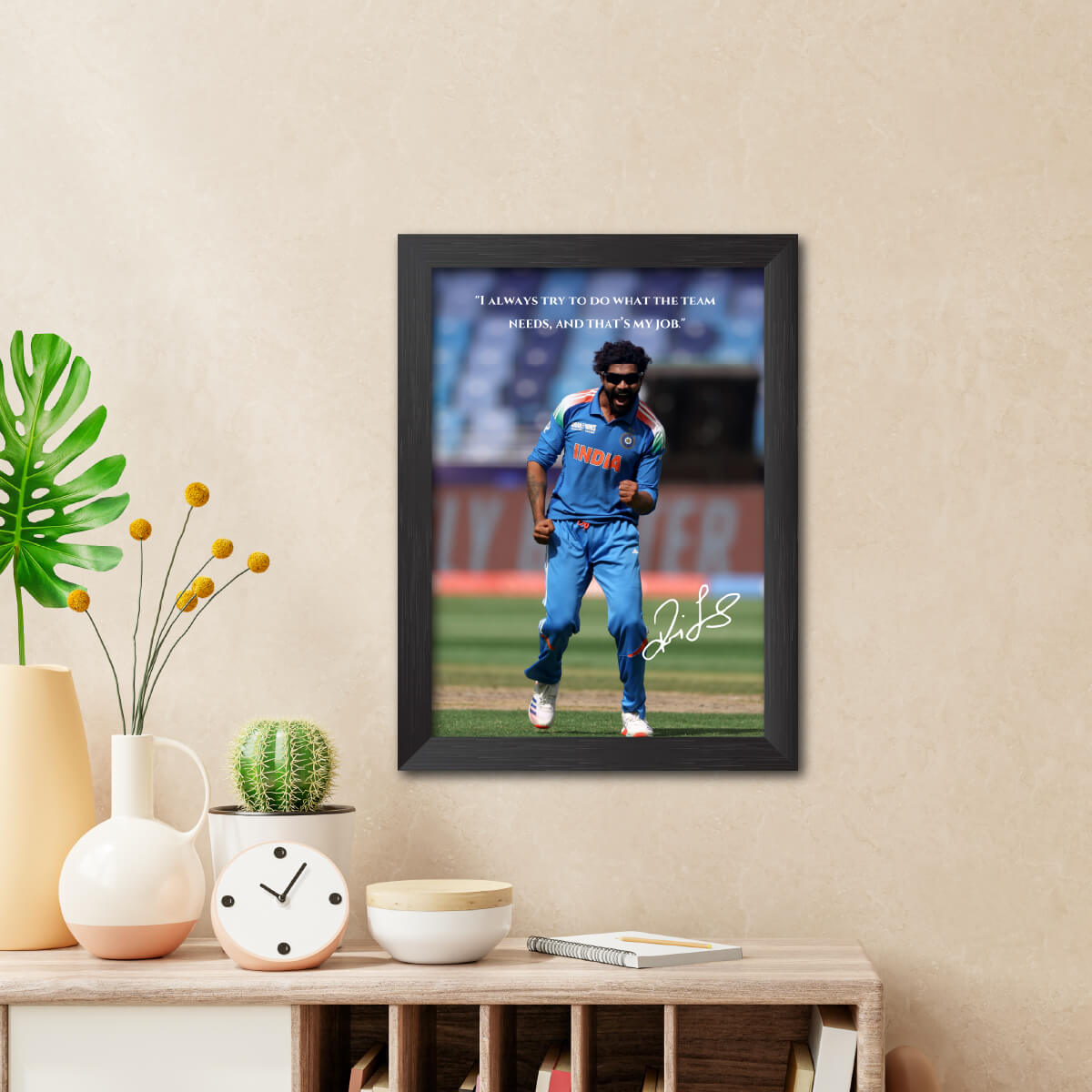 Ravindra Jadeja Quotes India Cricket Team Poster Framed Painting