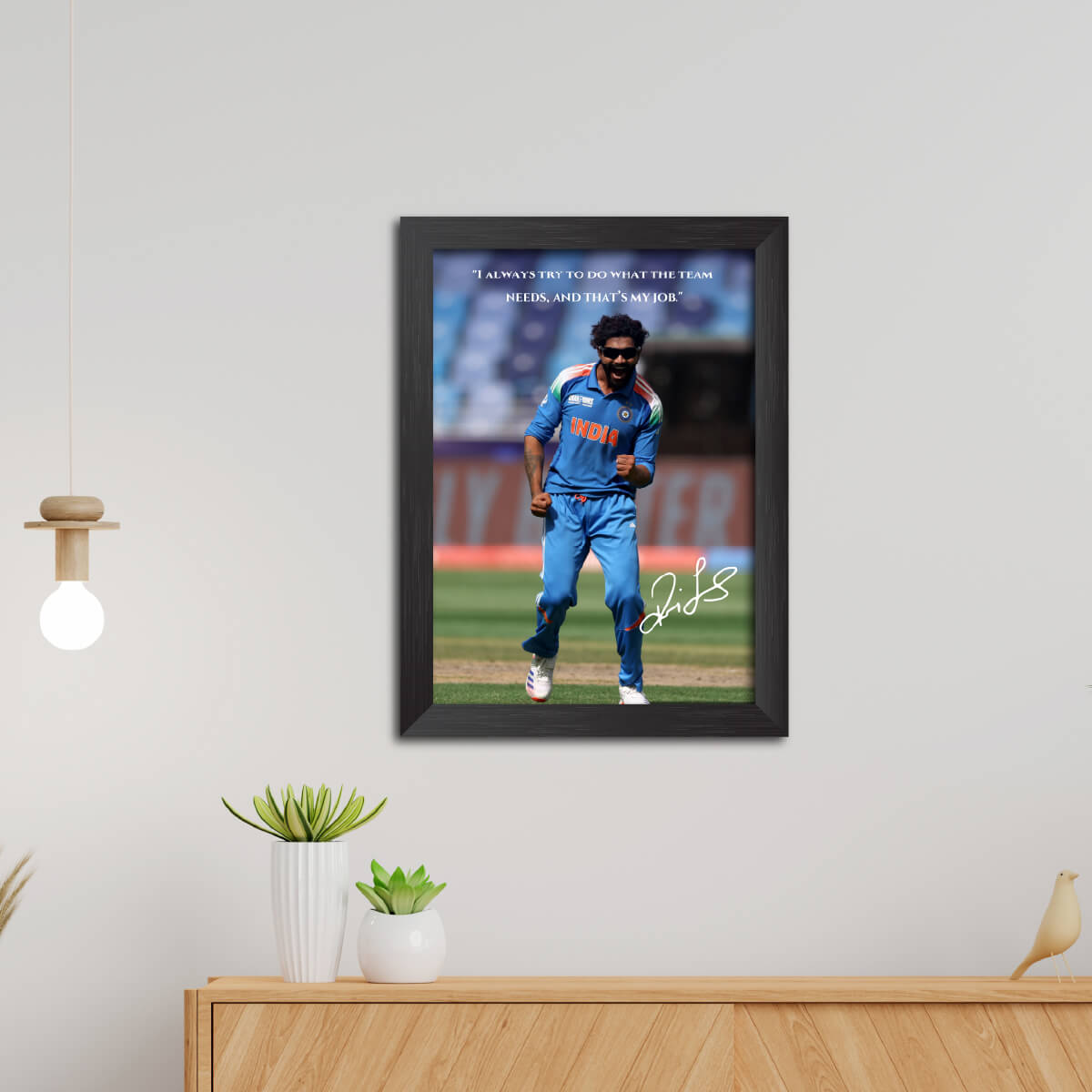 Ravindra Jadeja Quotes India Cricket Team Poster Framed Painting