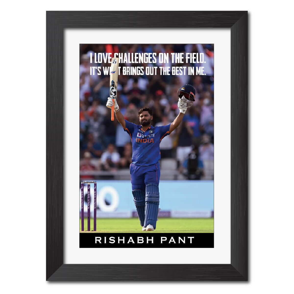 Rishabh Pant Quotes India Cricket Team Poster Framed Painting
