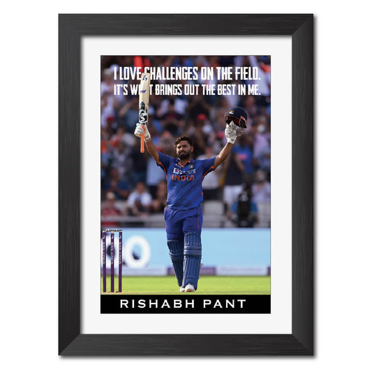 Rishabh Pant Quotes India Cricket Team Poster Framed Painting