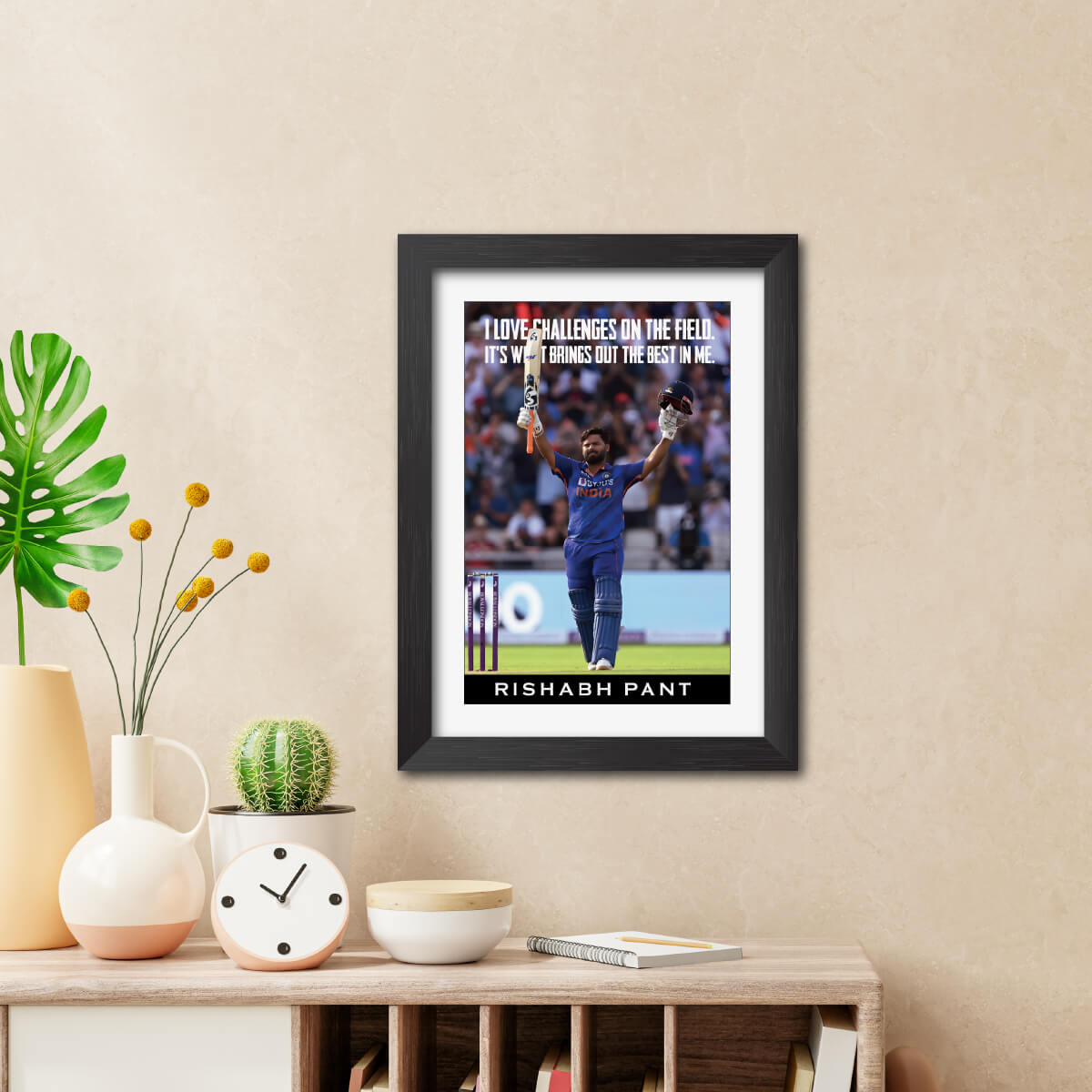Rishabh Pant Quotes India Cricket Team Poster Framed Painting