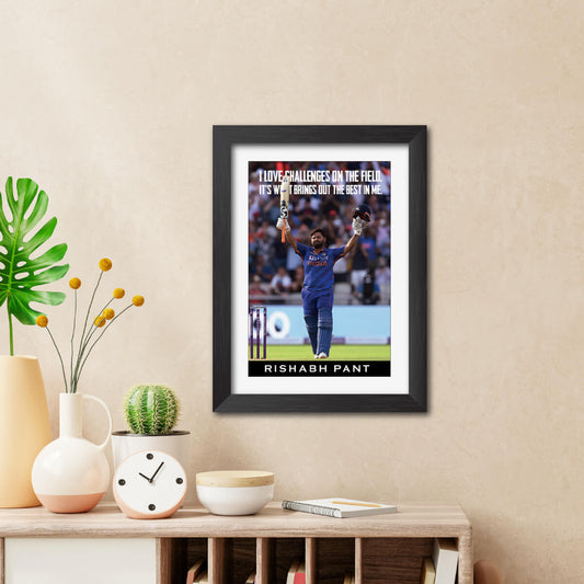 Rishabh Pant Quotes India Cricket Team Poster Framed Painting