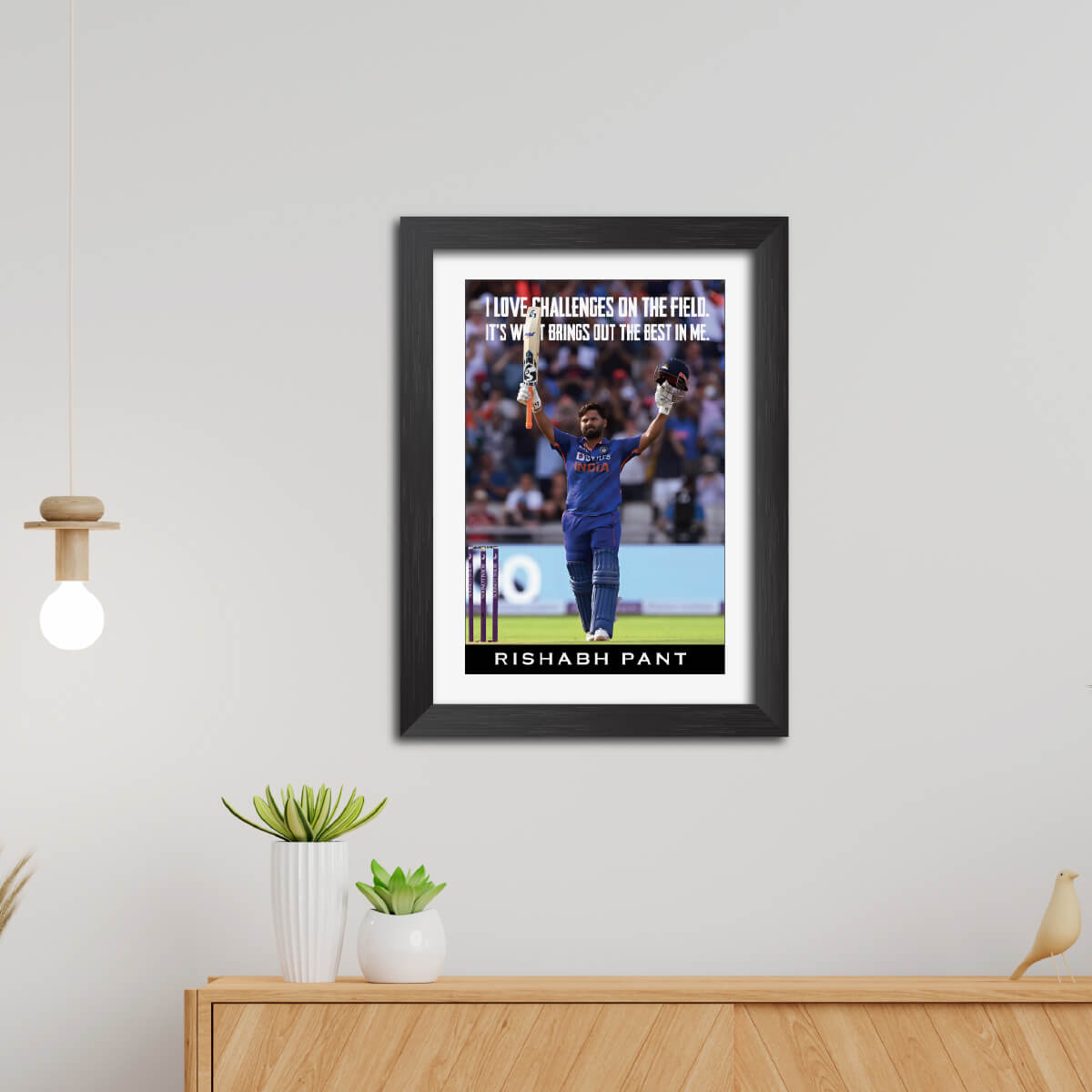 Rishabh Pant Quotes India Cricket Team Poster Framed Painting