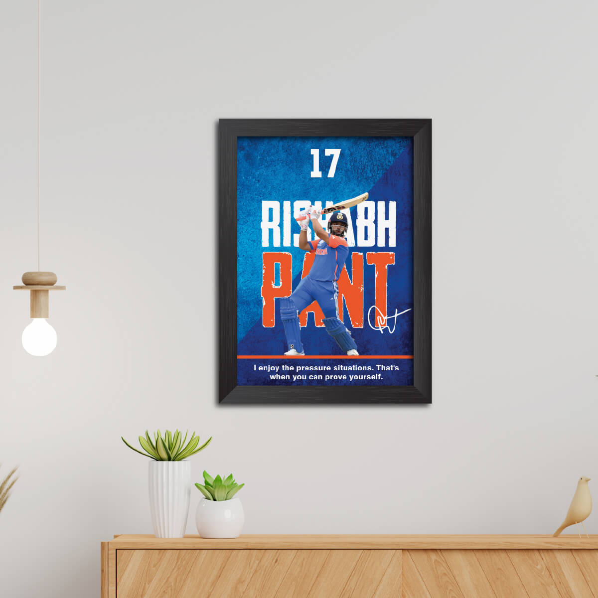 Rishabh Pant India Cricket Team Poster Framed Painting