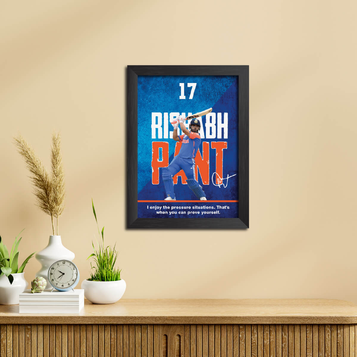 Rishabh Pant India Cricket Team Poster Framed Painting