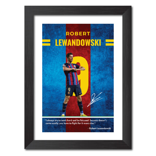 Robert Lewandowski Quotes Barcelona Football Poster Framed Painting
