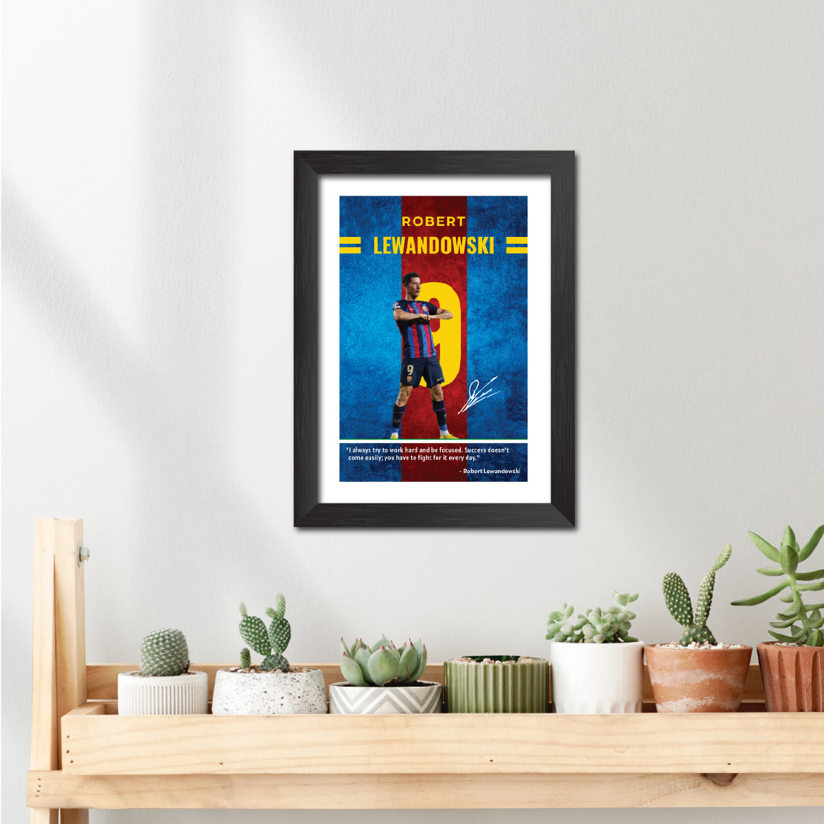 Robert Lewandowski Quotes Barcelona Football Poster Framed Painting