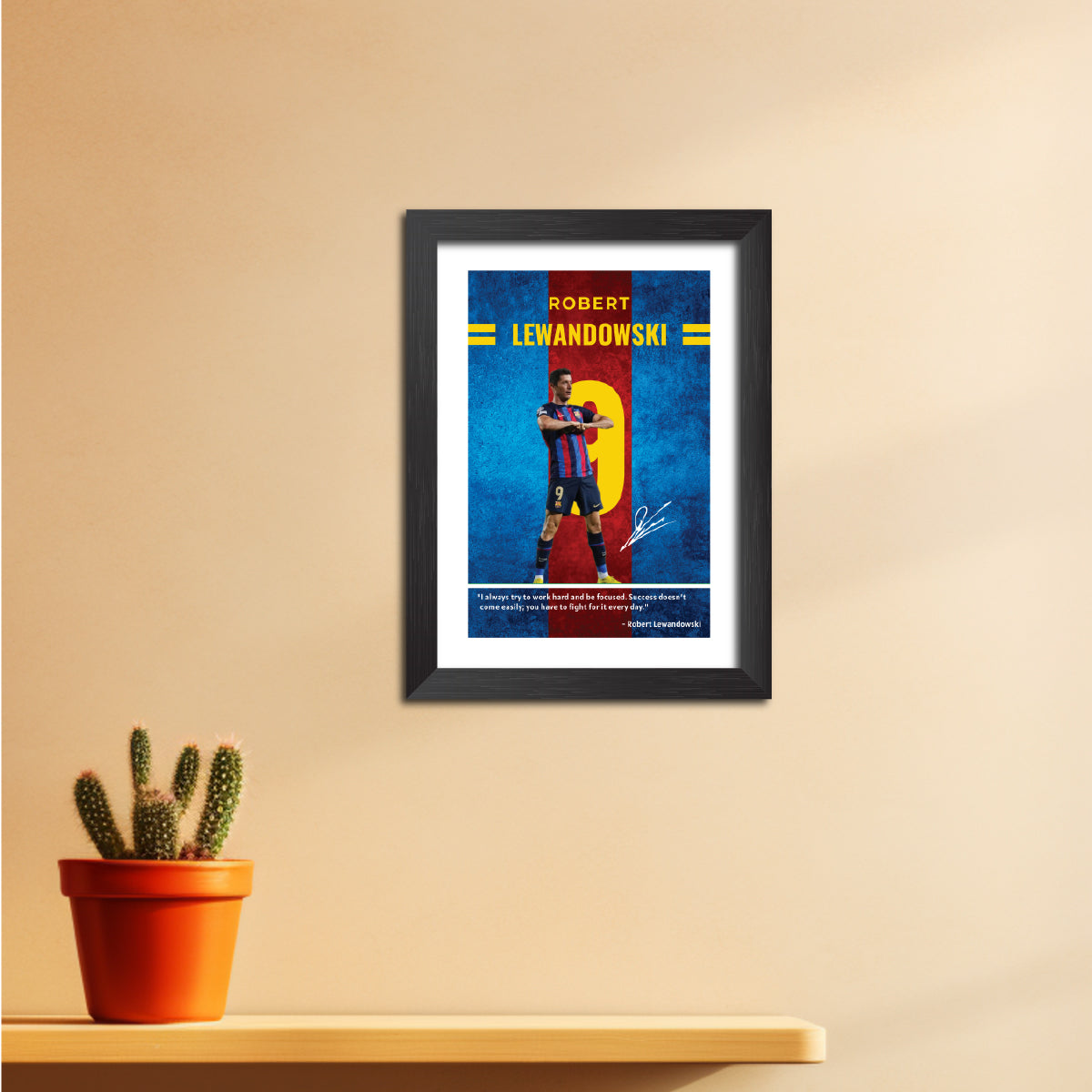 Robert Lewandowski Quotes Barcelona Football Poster Framed Painting