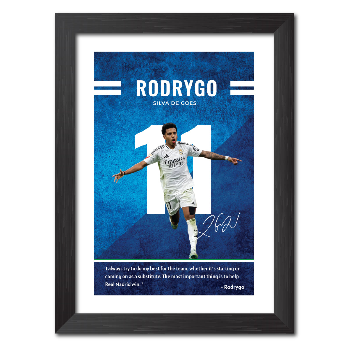 Rodrygo Quotes Real Madrid Football Poster Framed Painting