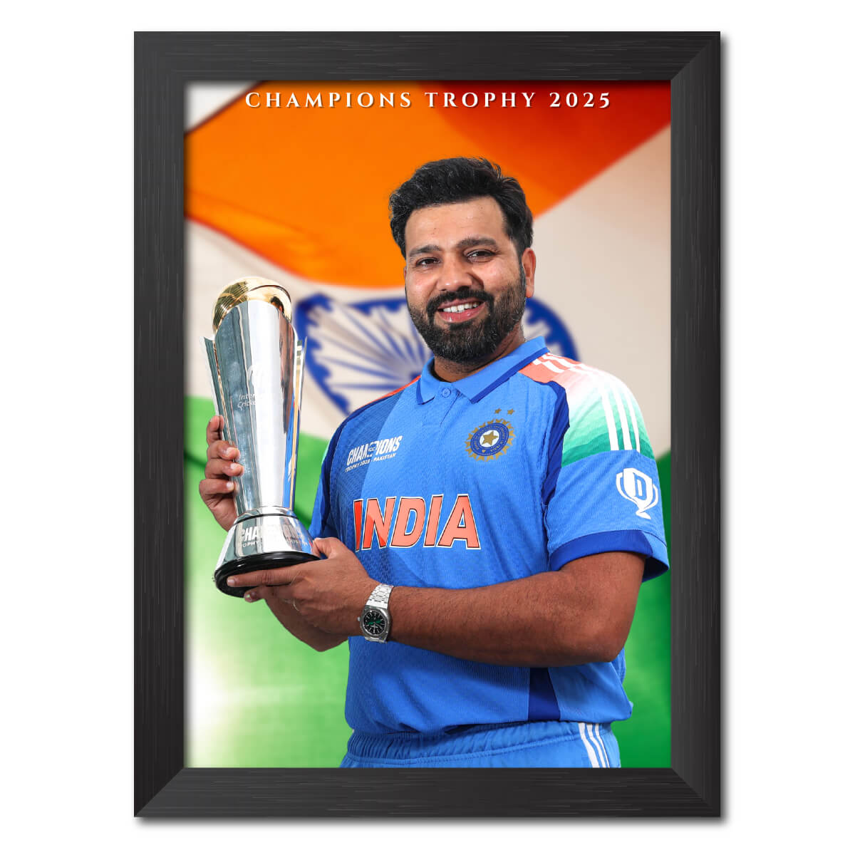 Rohit Sharma Champions Trophy India Cricket Team Poster Framed Painting