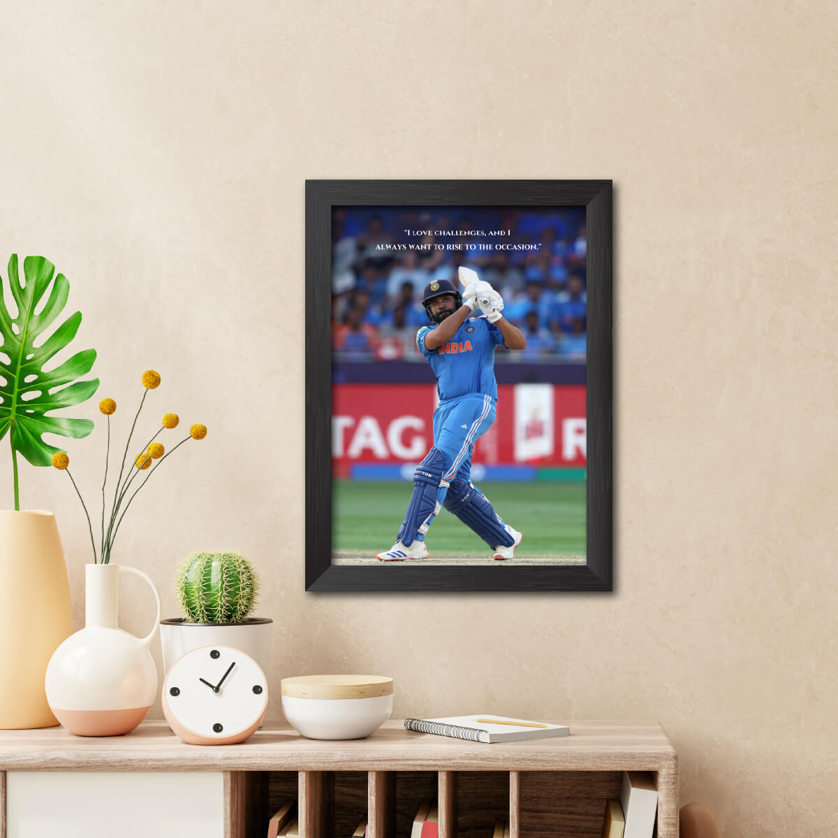 Rohit Sharma Quotes India Cricket Team Poster Framed Painting - 1