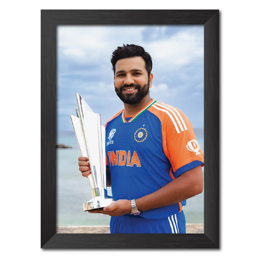 Rohit Sharma T20 Worldcup India Cricket Team Poster Framed Painting