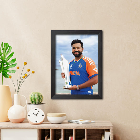 Rohit Sharma T20 Worldcup India Cricket Team Poster Framed Painting
