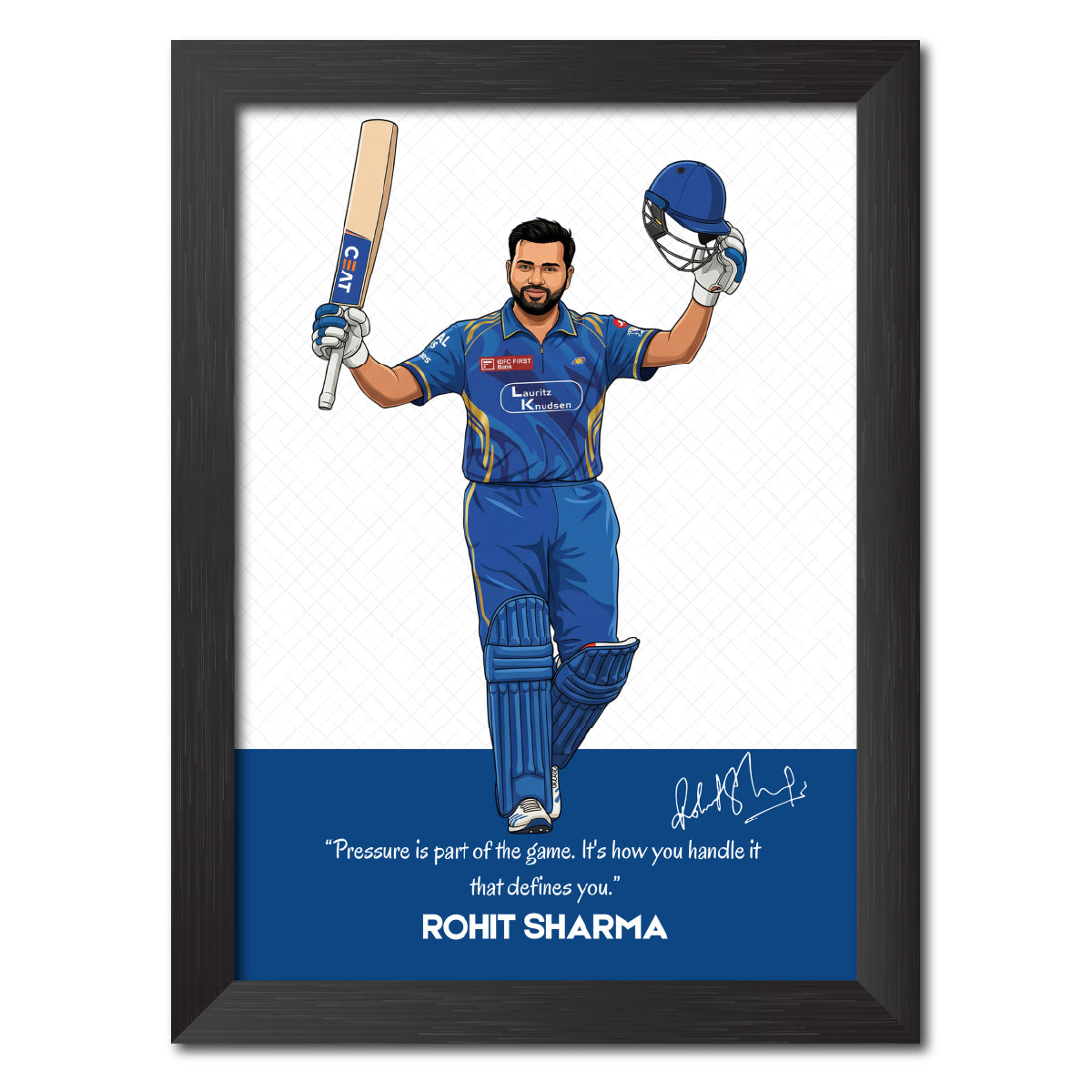 Rohit Sharma Mumbai T20 Cricket Team Poster Framed Painting