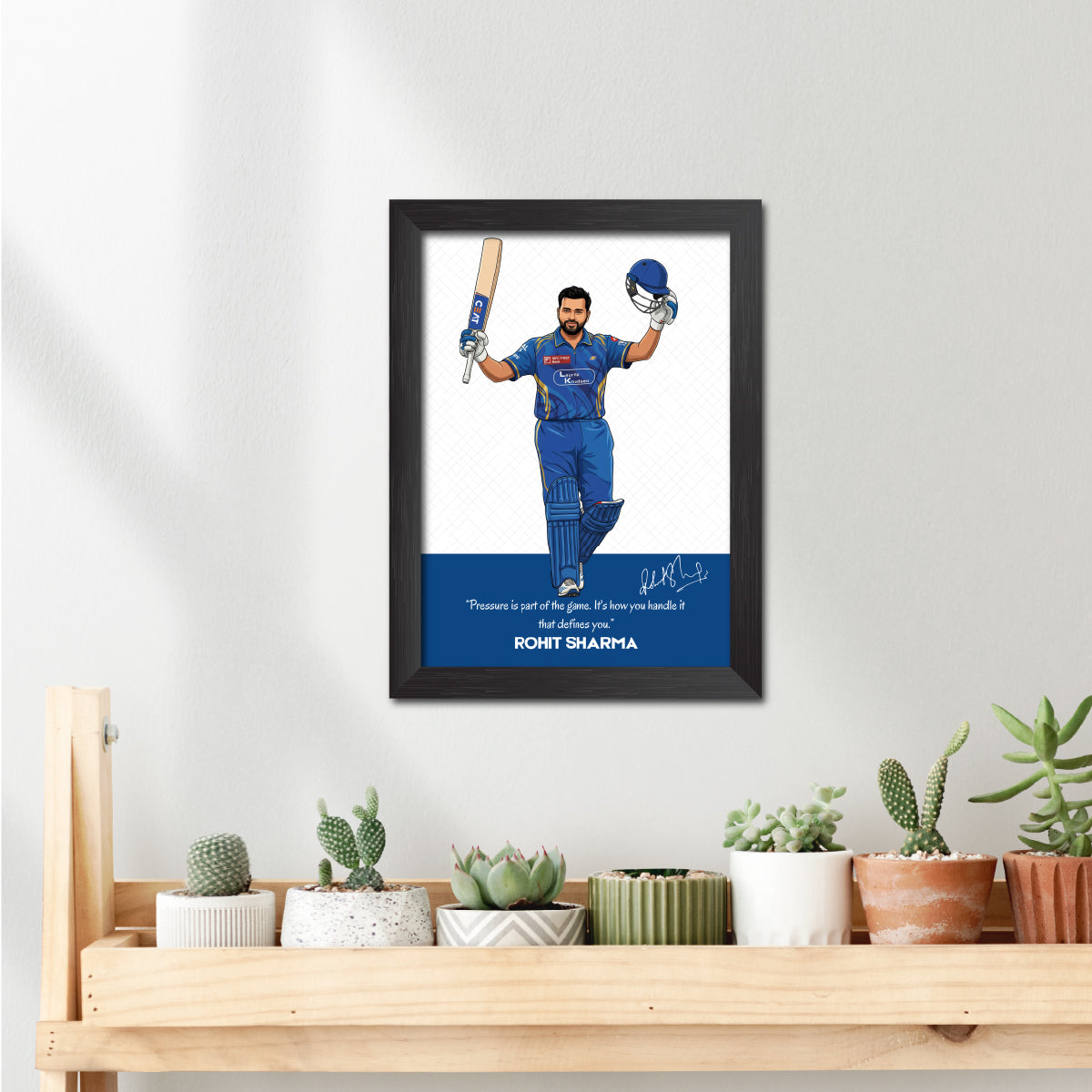 Rohit Sharma Mumbai T20 Cricket Team Poster Framed Painting