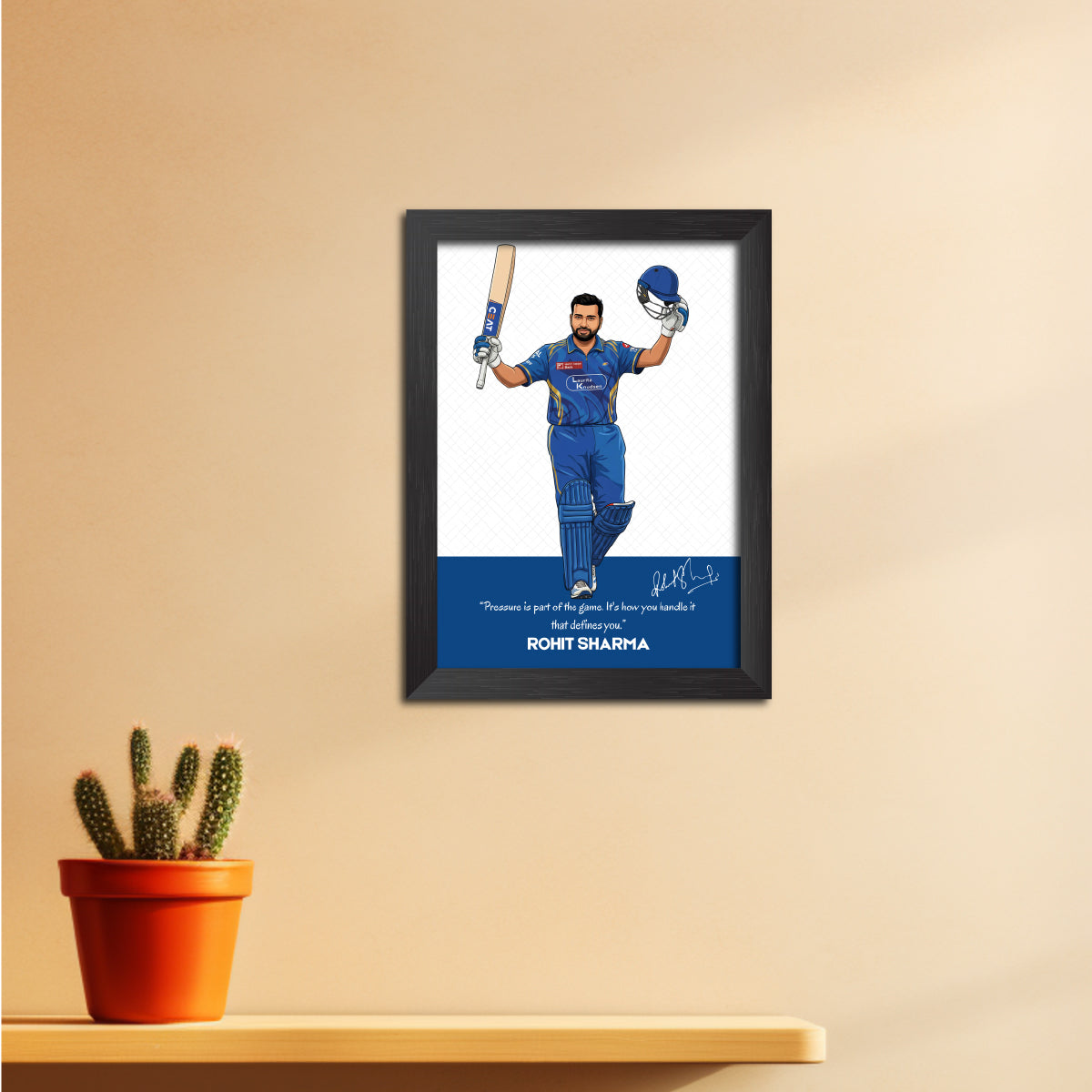 Rohit Sharma Mumbai T20 Cricket Team Poster Framed Painting