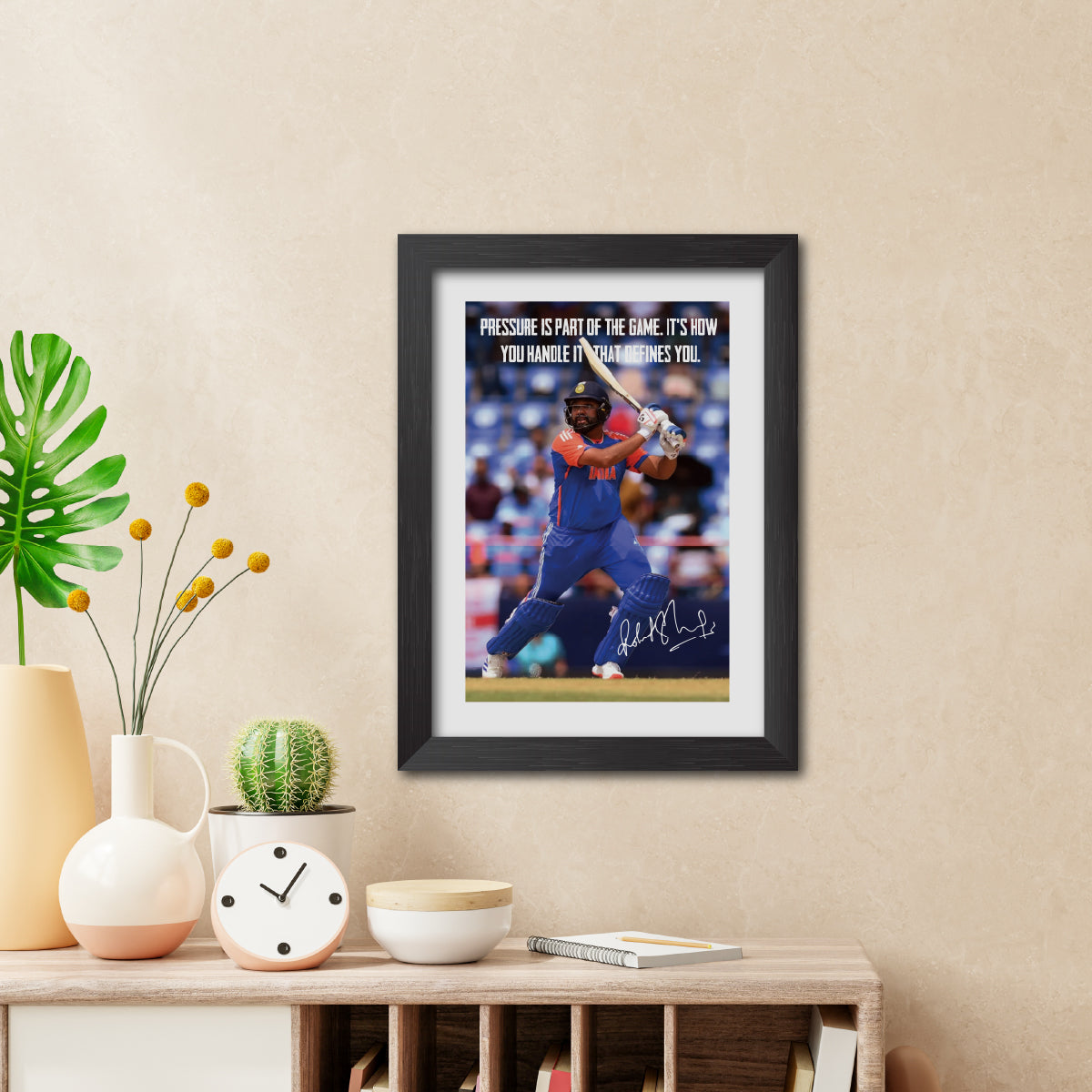 Rohit Sharma Quotes India Cricket Team Poster Framed Painting - 3