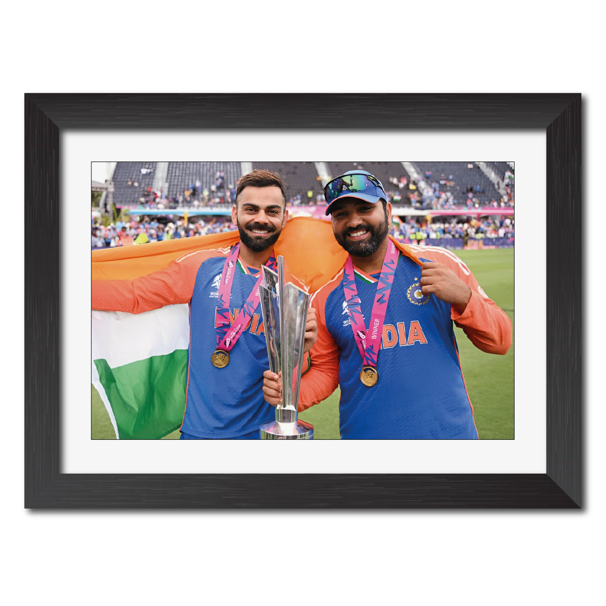 Virat Kohli Rohit Sharma T20 Worldcup Celebration Poster Framed Painting