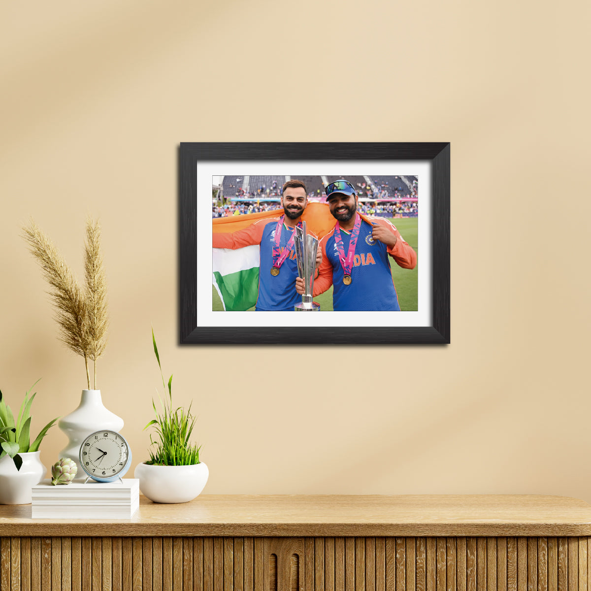 Virat Kohli Rohit Sharma T20 Worldcup Celebration Poster Framed Painting