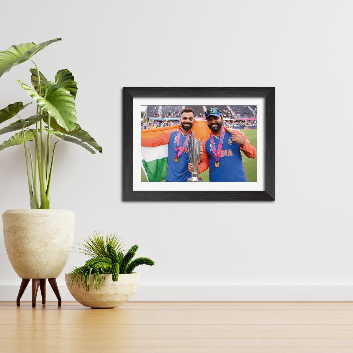 Virat Kohli Rohit Sharma T20 Worldcup Celebration Poster Framed Painting