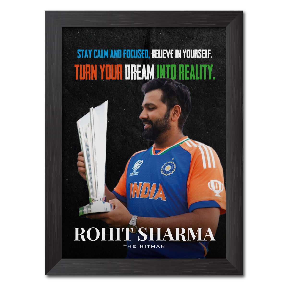 Rohit Sharma Quotes T20 Worldcup Celebration Poster Framed Painting