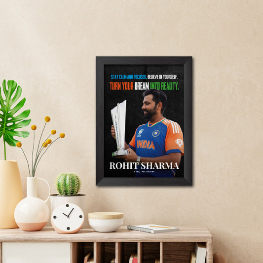 Rohit Sharma Quotes T20 Worldcup Celebration Poster Framed Painting