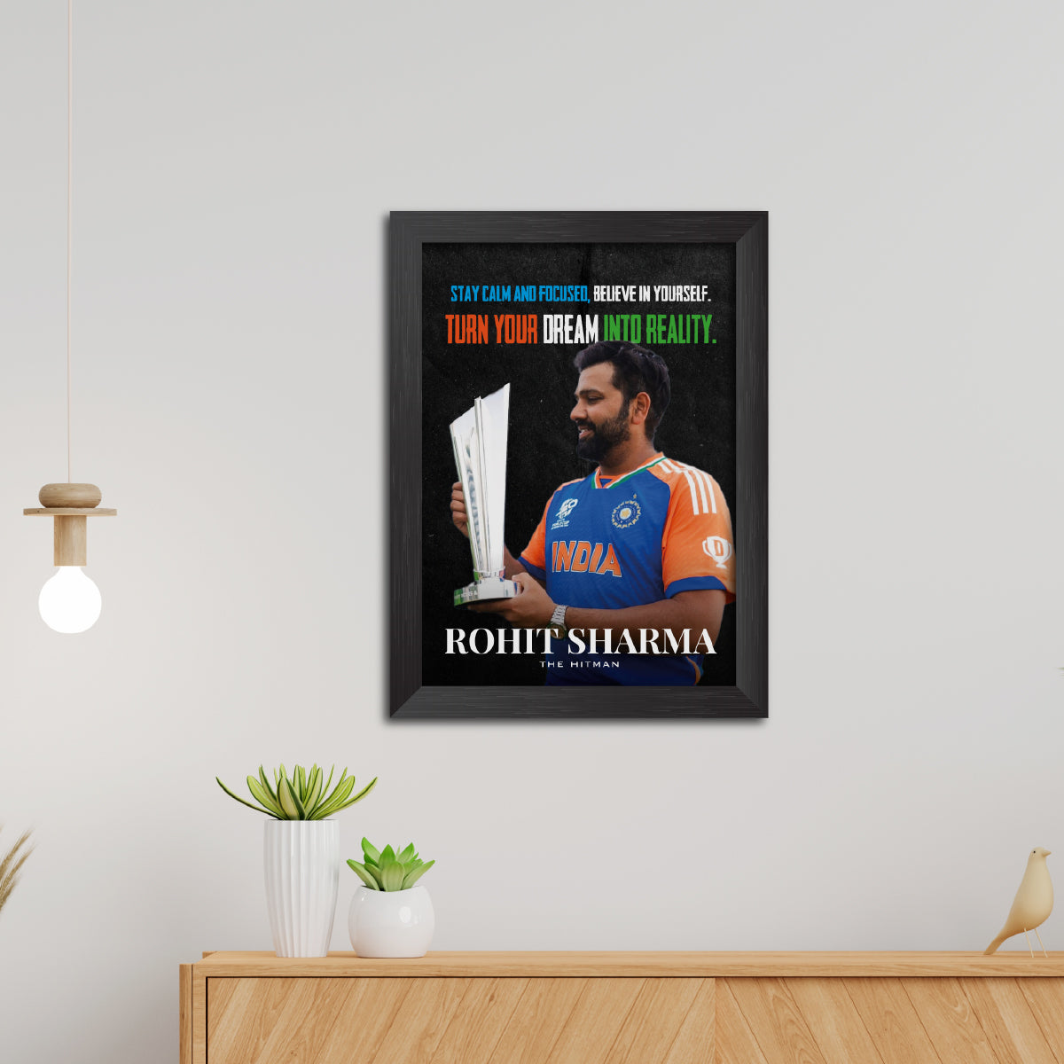Rohit Sharma Quotes T20 Worldcup Celebration Poster Framed Painting