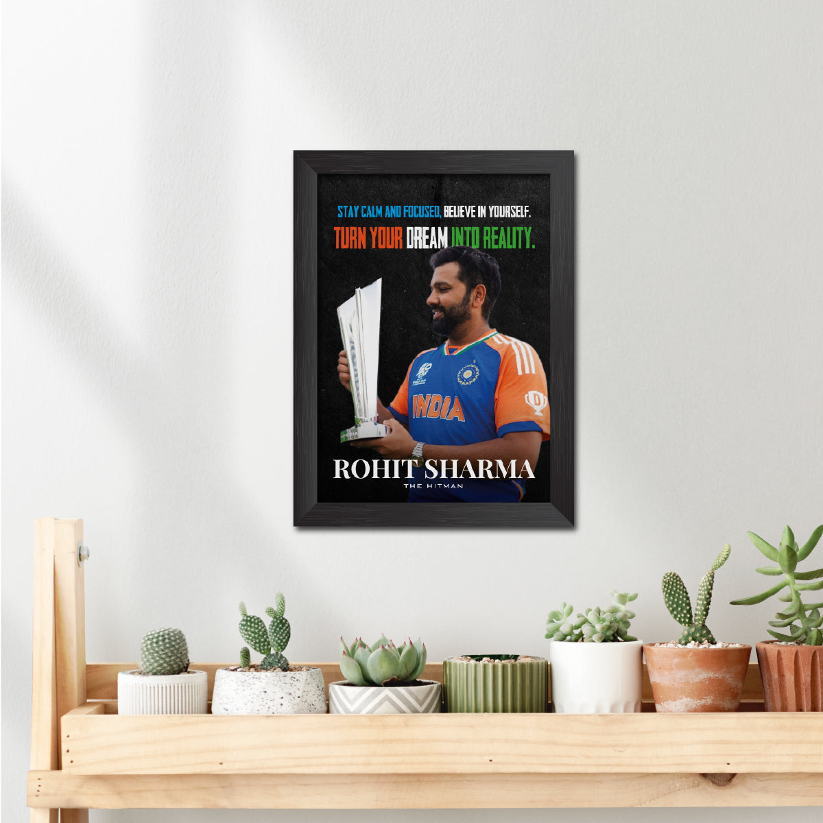 Rohit Sharma Quotes T20 Worldcup Celebration Poster Framed Painting