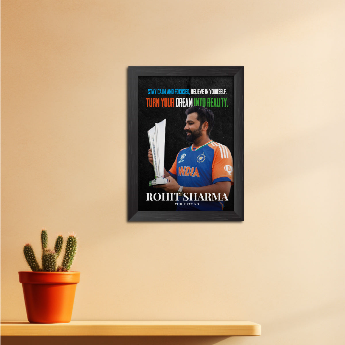 Rohit Sharma Quotes T20 Worldcup Celebration Poster Framed Painting