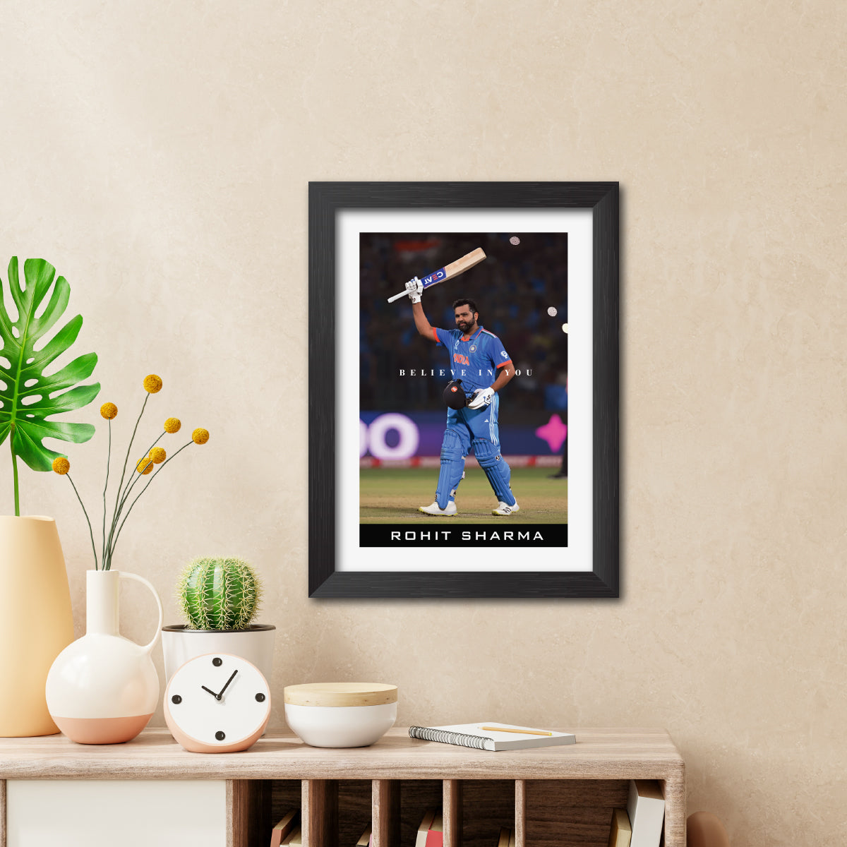 Rohit Sharma Quotes India Cricket Team Poster Framed Painting - 2