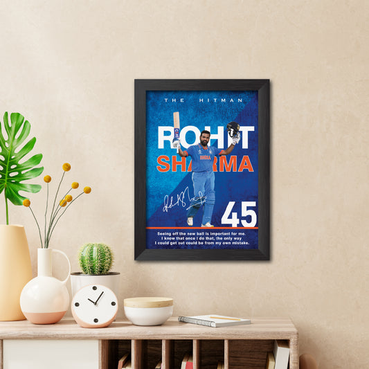 Rohit Sharma India Cricket Team Poster Framed Painting