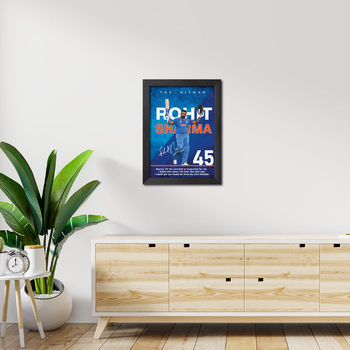 Rohit Sharma India Cricket Team Poster Framed Painting