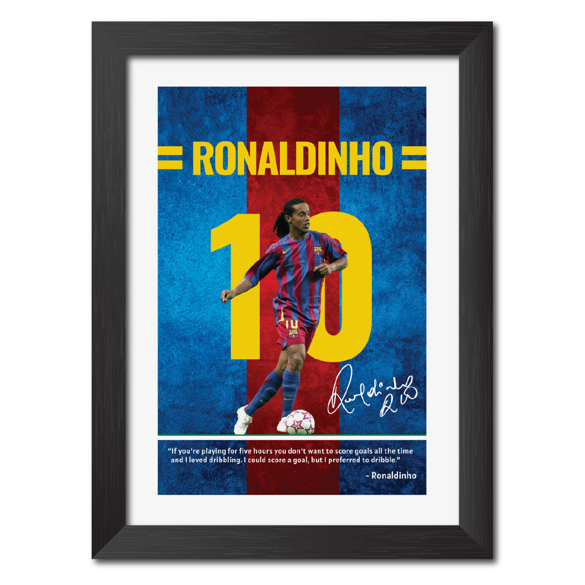 Ronaldinho Quotes Barcelona Football Poster Framed Painting