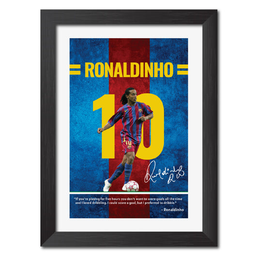 Ronaldinho Quotes Barcelona Football Poster Framed Painting