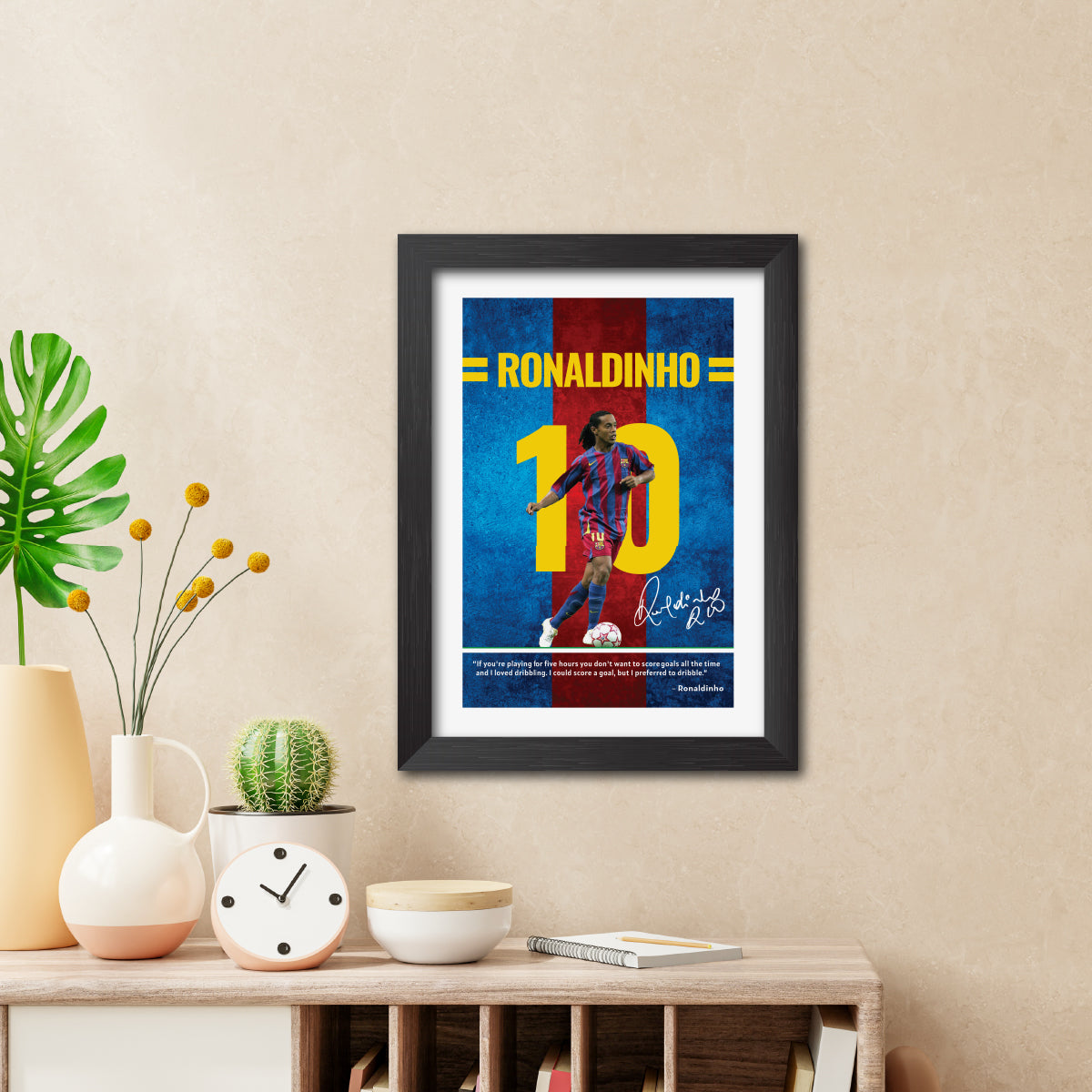 Ronaldinho Quotes Barcelona Football Poster Framed Painting