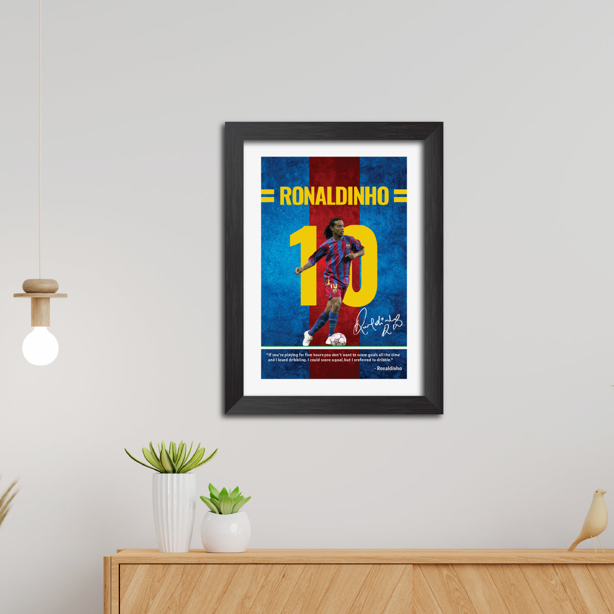 Ronaldinho Quotes Barcelona Football Poster Framed Painting