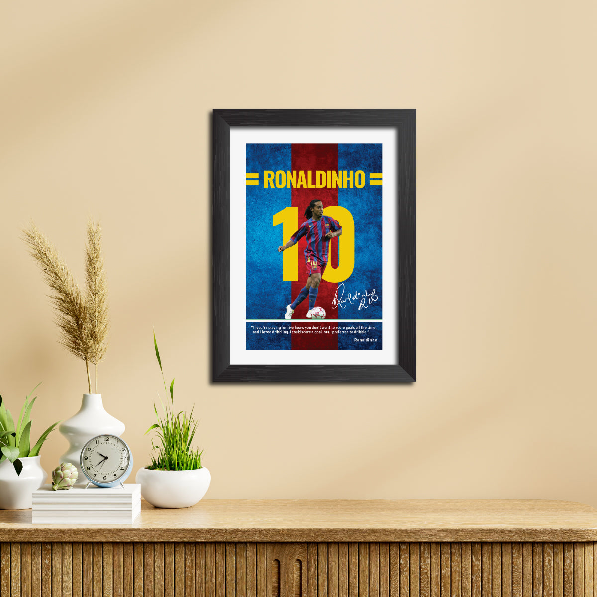 Ronaldinho Quotes Barcelona Football Poster Framed Painting