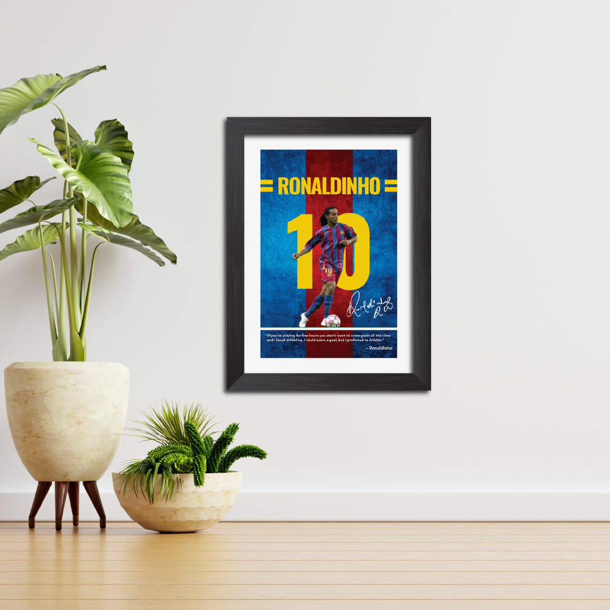 Ronaldinho Quotes Barcelona Football Poster Framed Painting