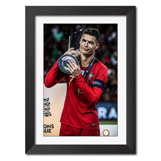 Cristiano Ronaldo Portugal Nations League Celebration Football Poster Framed Painting
