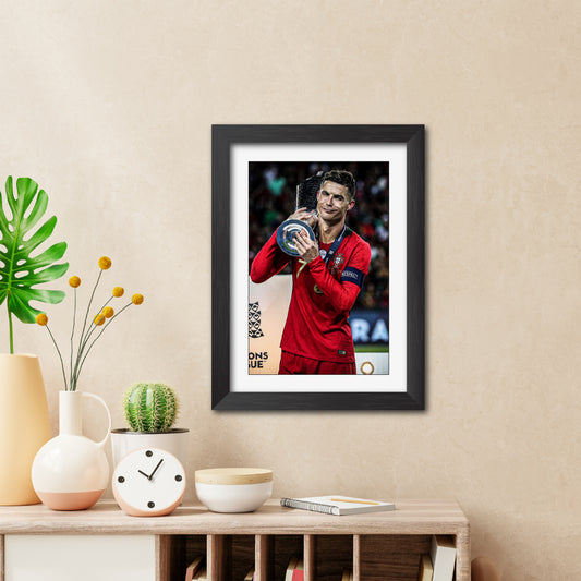Cristiano Ronaldo Portugal Nations League Celebration Football Poster Framed Painting
