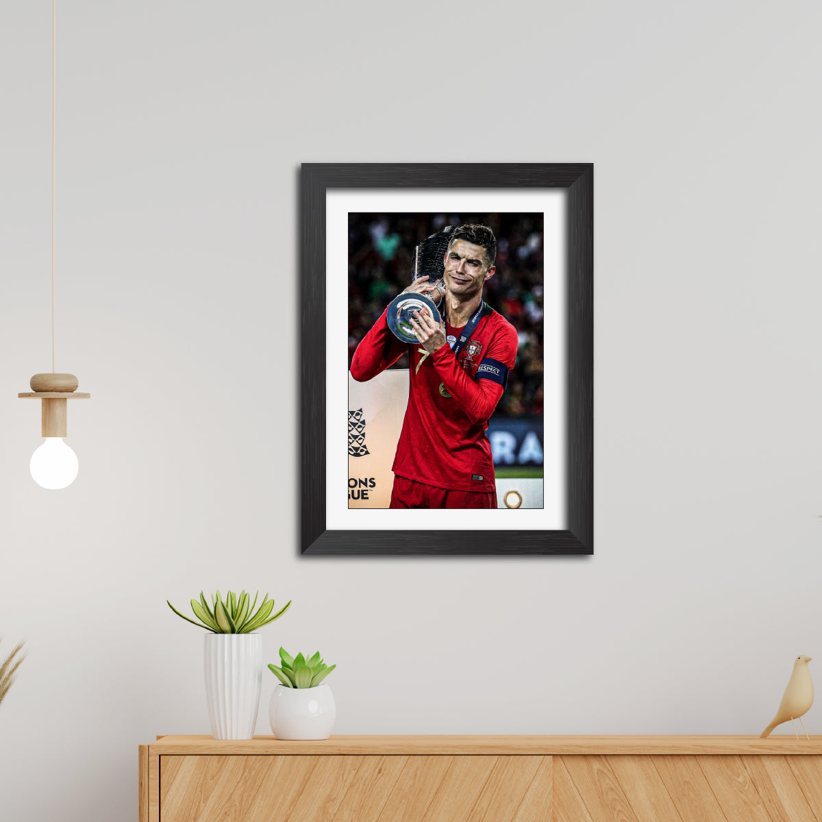 Cristiano Ronaldo Portugal Nations League Celebration Football Poster Framed Painting