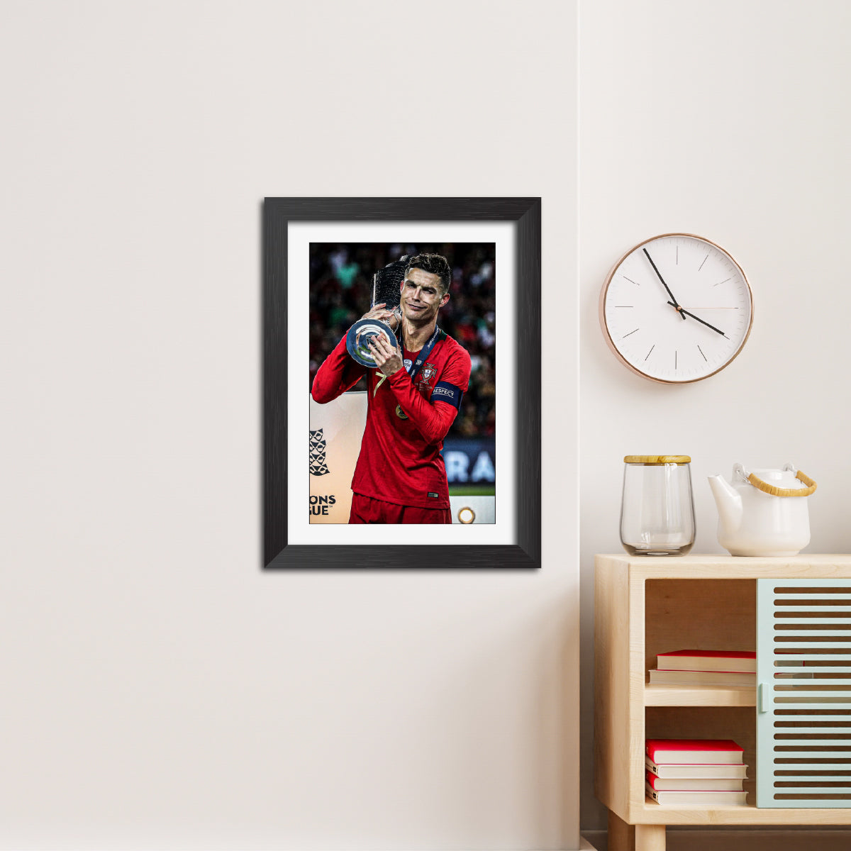 Cristiano Ronaldo Portugal Nations League Celebration Football Poster Framed Painting