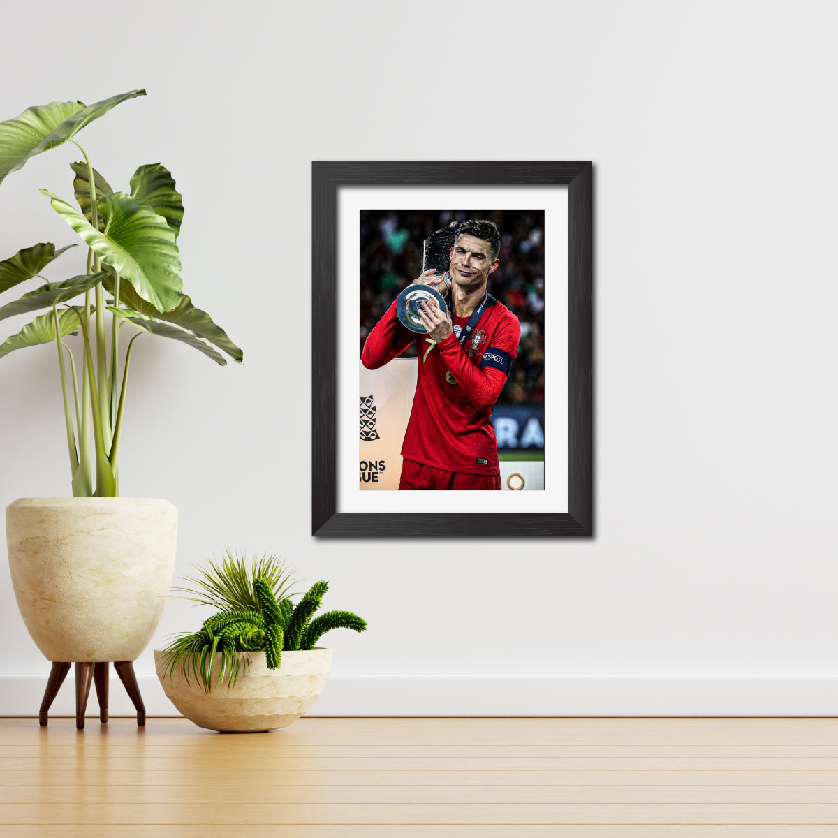 Cristiano Ronaldo Portugal Nations League Celebration Football Poster Framed Painting