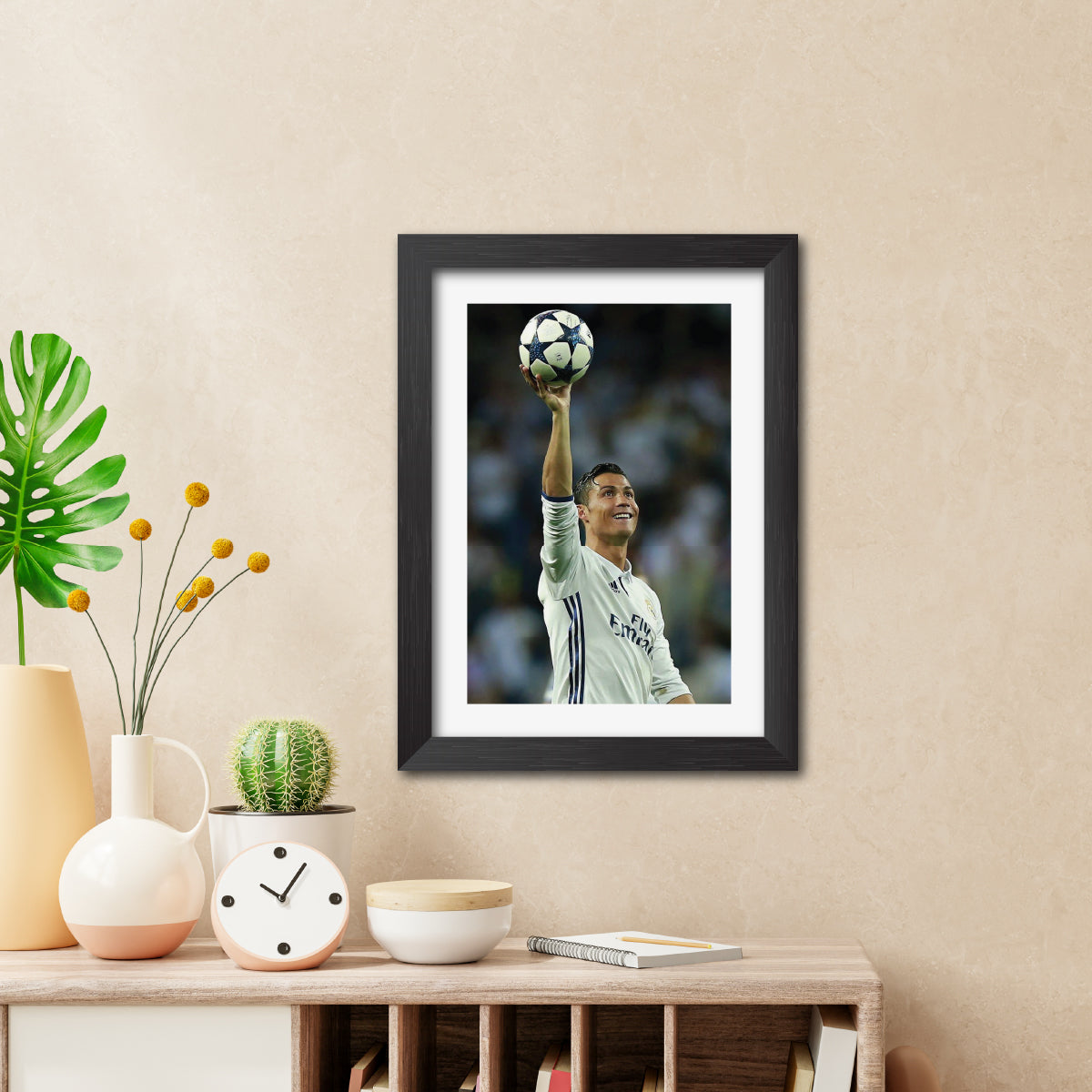 Cristiano Ronaldo Real Madrid Celebration Football Poster Framed Painting